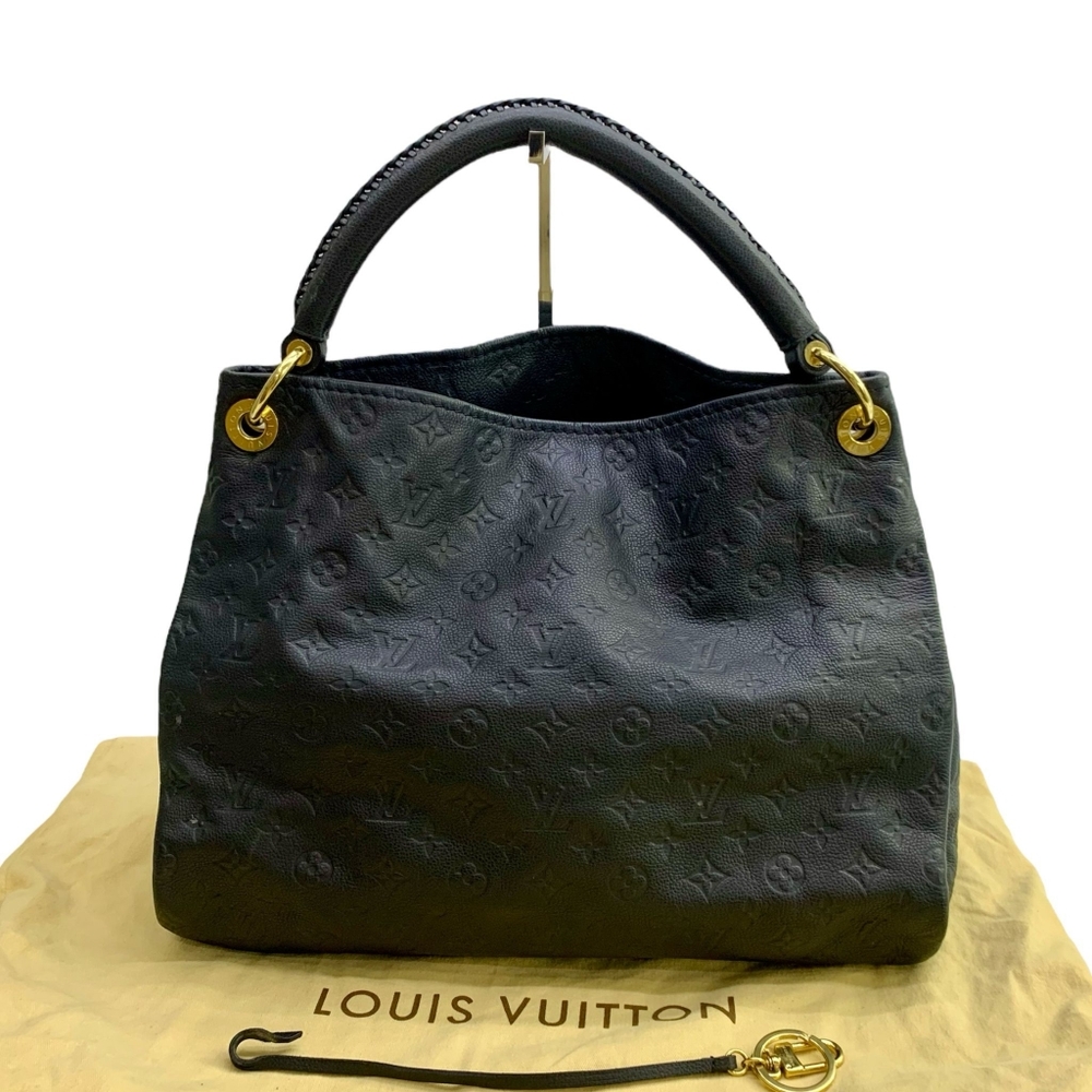 Louis Vuitton Dark Leather Shoulder Bag with Gold Details